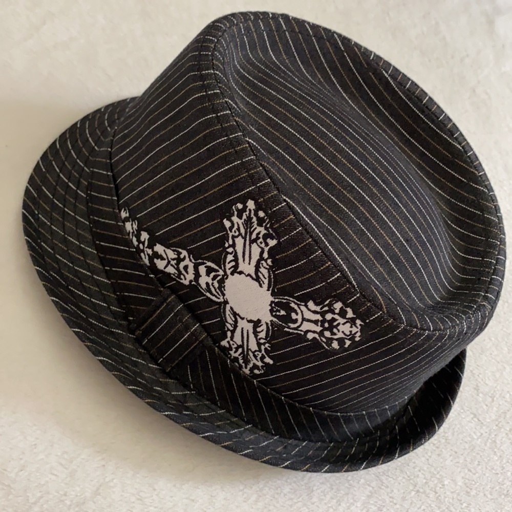 Contraband | Stripe Embroidered Cross Logo Fedora Hat (S/M)